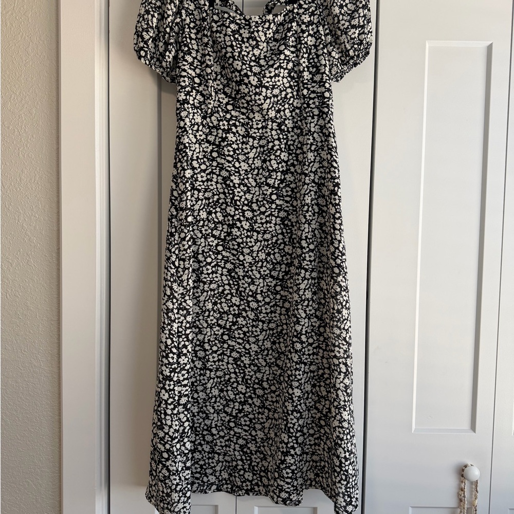 Altar'd State Black and White Floral Midi Dress